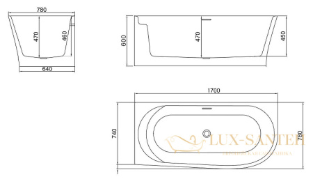 акриловая ванна belbagno bb410-1700-780-l 170x78 l без гидромассажа, белый