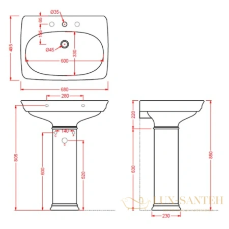 раковина artceram civitas cil001 01 00 *1 68x49,5 см, белый