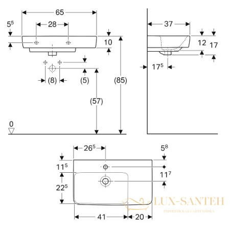 раковина geberit renova compact 226165000 650х370 мм, белый