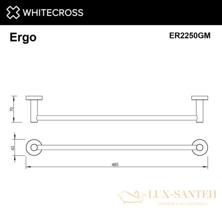 полотенцедержатель 450 мм. whitecross ergo er2250gm, оружейная сталь