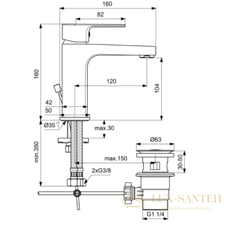 душевой комплект ideal standard esla bd002xc 200 мм, хром