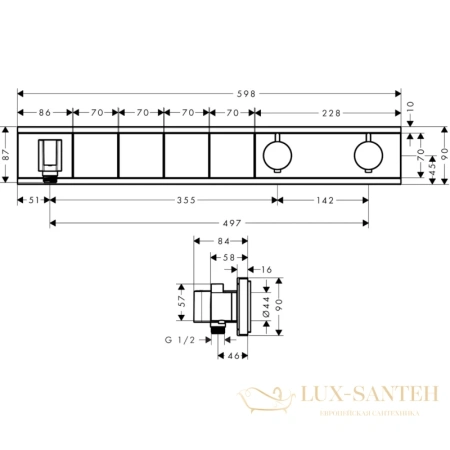 термостат hansgrohe rainselect 15357600 для 4 потребителей, черный/хром