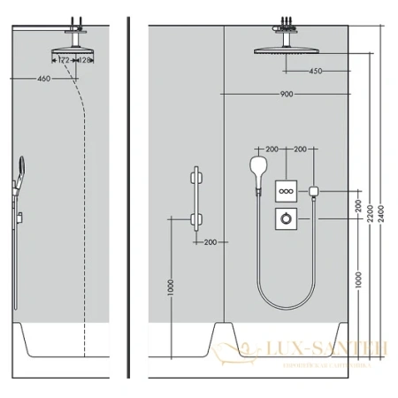 верхний душ hansgrohe rainmaker select 460 2jet 24004400 с потолочным подсоединением, белый/хром