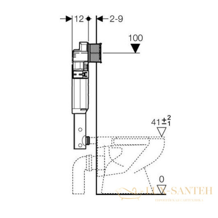 бачок скрытого монтажа geberit duofix up320 109.300.00.5