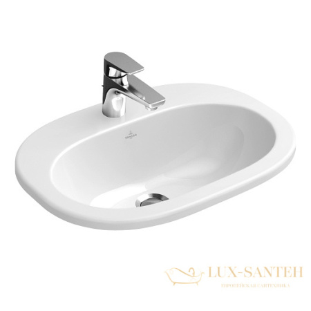 раковина встраиваемая сверху villeroy & boch o.novo 4161 56 r1 ceramicplus 560х405 мм, белый