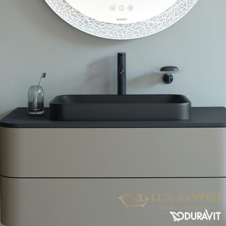 раковина встраиваемая сверху duravit happy d.2 plus 2359601300 600х400 мм, черный матовый