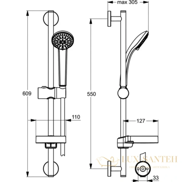 душевой гарнитур ideal standard idealrain soft s3 b9503aa, хром