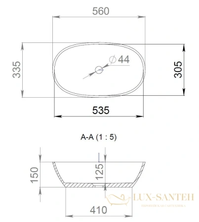 раковина salini sofia 1101206sm s-stone 55.5x33 см, белый