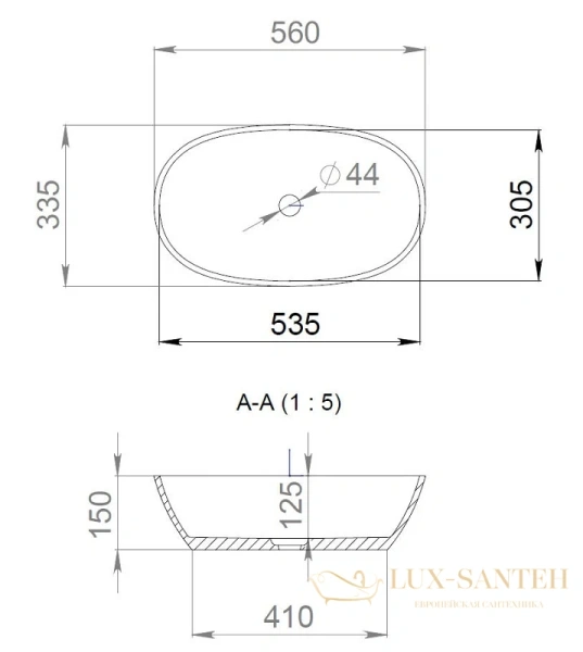 раковина salini sofia 1101106g s-sense 56x33.5 см, белый