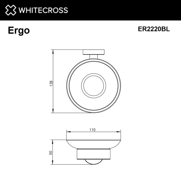 мыльница подвесная whitecross ergo er2220bl, черный мат