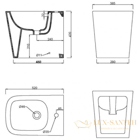 биде belbagno albano bb120b, белый