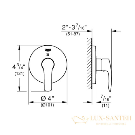 переключающий вентиль grohe eurosmart 19970002, хром