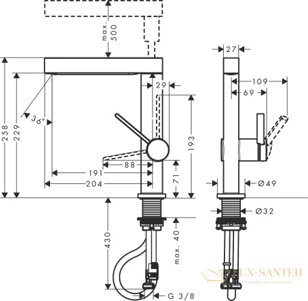 смеситель для раковины hansgrohe finoris 76063700 с донным клапаном push open, матовый белый