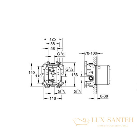 скрытая часть grohe rapido e 35501000 