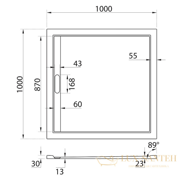 душевой поддон cezares tray as tray-as-a-100-30-w из искусственного камня 100х100, белый