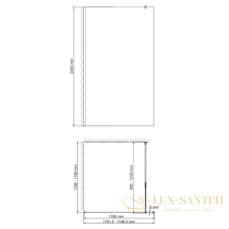 душевая перегородка wasserkraft abens 20w40, цвет черный