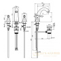 смеситель для раковины, fima carlo frattini epoque, f5071cr, на 3 отверстия, с донным клапаном, хром