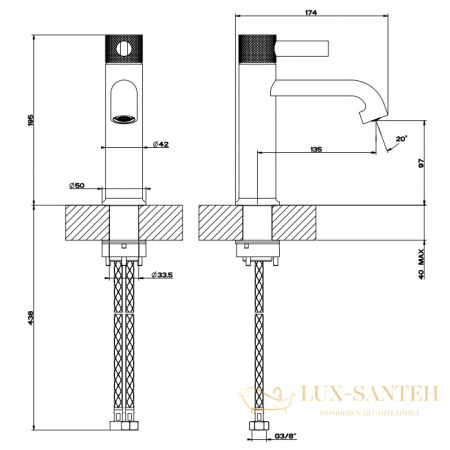 смеситель gessi inciso 58002.299 для раковины, black xl