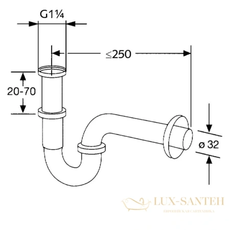 сифон kludi 1025005-00 для раковины, хром