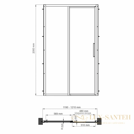 душевая дверь wasserkraft lopau 32s05l 120 см 