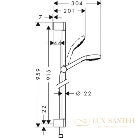 душевой набор hansgrohe croma select s vario 26572400 со штангой 90 см, белый/хром