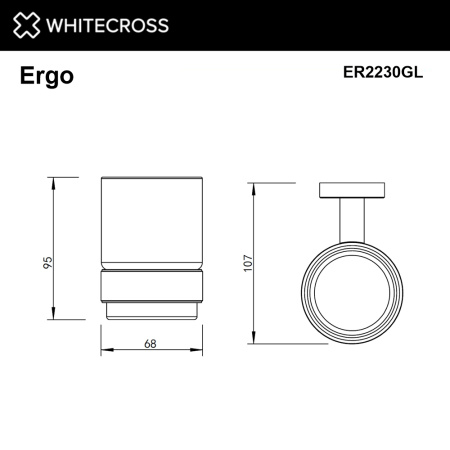 стакан подвесной whitecross ergo er2230gl, золото