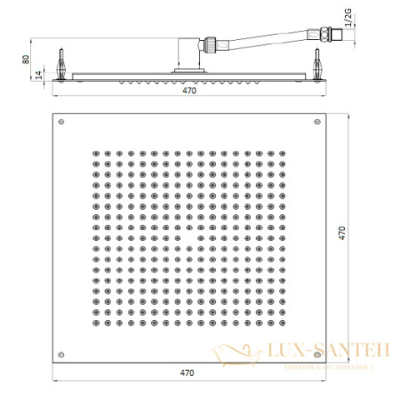 верхний душ bossini dream cube h38459.030 470х470 мм, хром