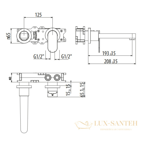 смеситель встроенный для раковины gattoni h2omix7000, 7003570c0, gbox, хром