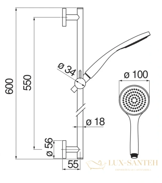 душевой гарнитур nobili, ad140/51cr chrome, цвет хром