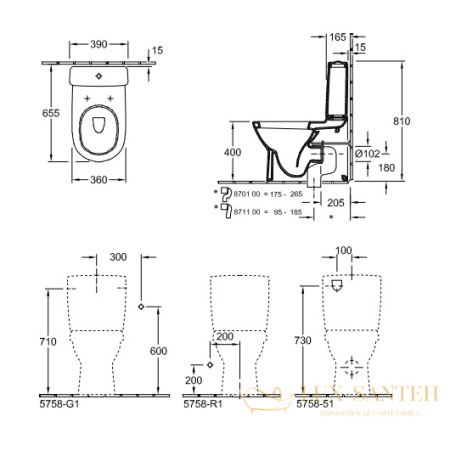 чаша напольного унитаза villeroy & boch o.novo 5658 10 01, белый