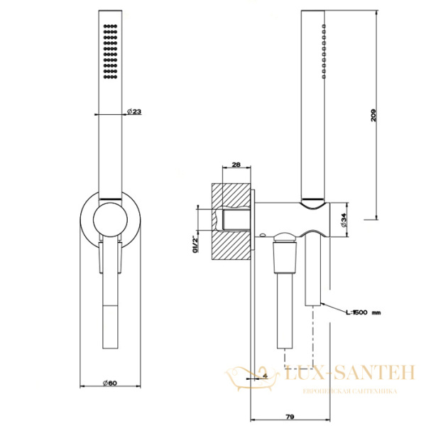 душевой гарнитур gessi 316 shower 54023.239, нержавеющая сталь шлифованная