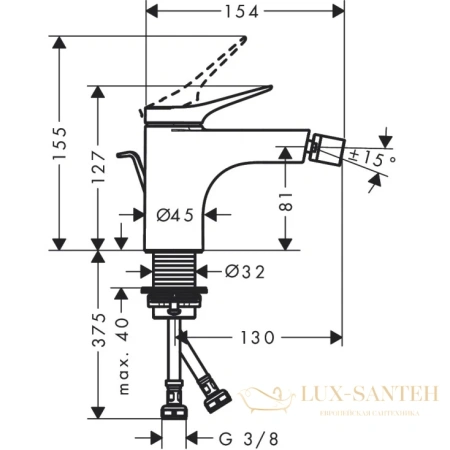 смеситель для биде hansgrohe vivenis 75200670 черный матовый