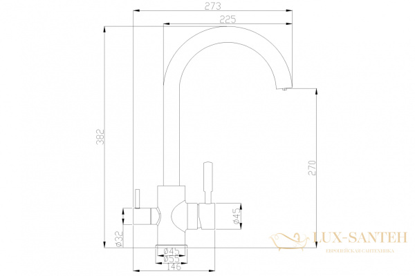 смеситель zorg steel hammer sh 713 black cr для кухни, черный матовый