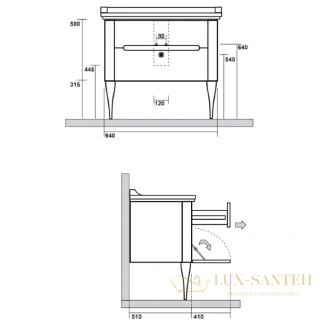 ножки для тумбы kerasan waldorf 919491oro, золотой