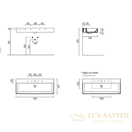 раковина gsi kube x 9424111 120 см, белый