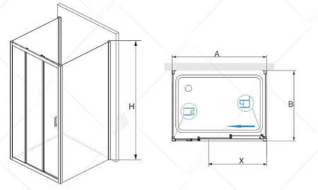 душевой уголок rgw passage 0608731129-011 pa-73-1 120х90, профиль хром, стекло прозрачное