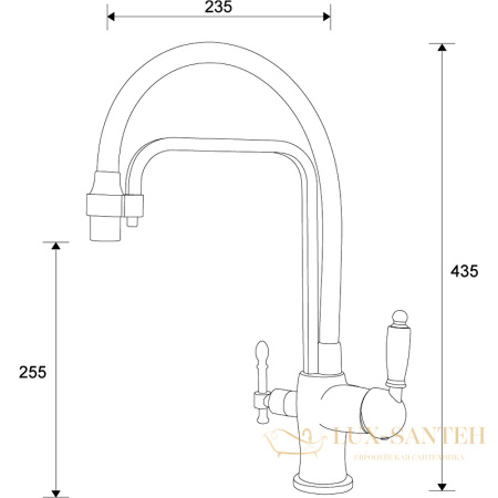 смеситель zorg sanitary zr342-6yf для кухни, хром/черный