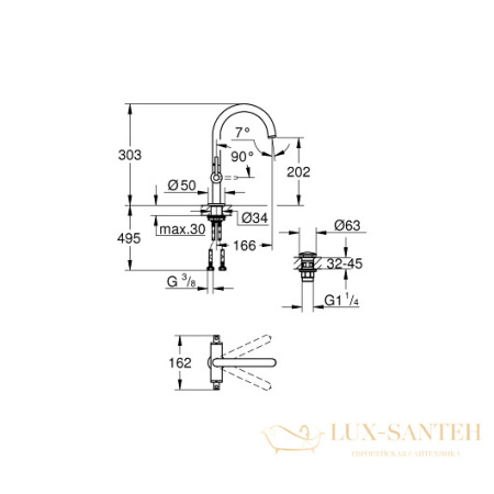 смеситель grohe atrio 21022003 для раковины, хром