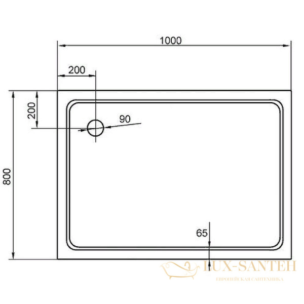 душевой поддон cezares tray smc tray-m-ah-100/80-35-w из стеклокомпозита 100x80, белый