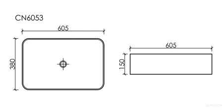 умывальник чаша накладная прямоугольная белый, ceramica nova element 605*380*150мм cn6053