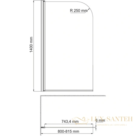 шторка wasserkraft leine 35p01-80w для ванны 80 см 