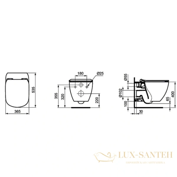 подвесной унитаз ideal standard tesi aquablade t007901, белый