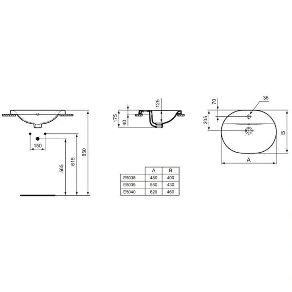 раковина ideal standard connect e503801 48х40 см, белый