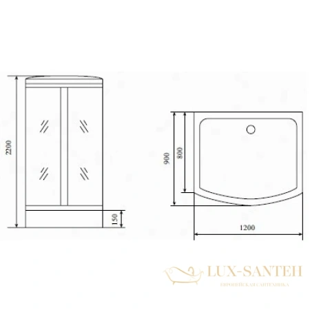 душевая кабина timo standart t-6615 b 120x90x220 см, стекло прозрачное