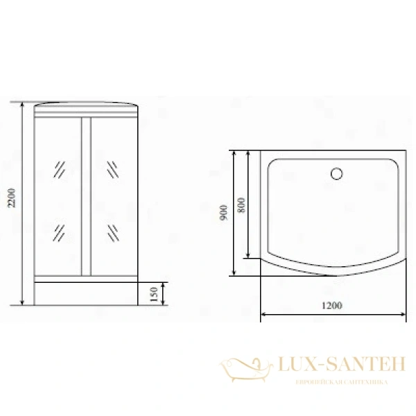 душевая кабина timo standart t-6615 s 120x90x220 см, стекло прозрачное