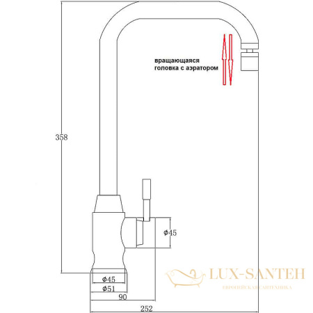 смеситель zorg steel hammer sh 5177 inox для кухни, нержавеющая сталь