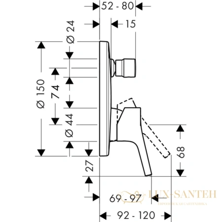 смеситель для ванны hansgrohe talis s 72406000, хром