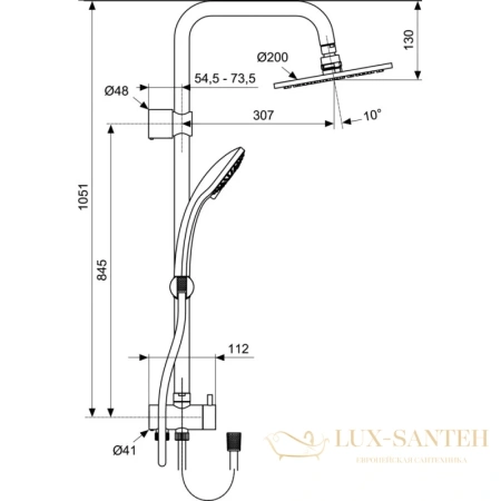 душевая система ideal standard idealduo a5691aa, хром