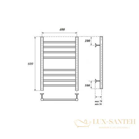 полотенцесушитель 400x600 электрический point аврора pn10146se п8 левый/правый, хром