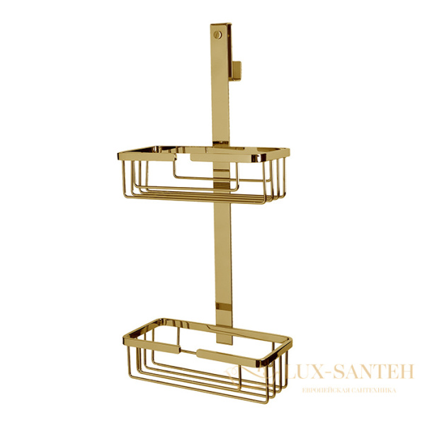 3sc appy, appy2gd, полочка-корзинка двойная 25х12хh57см, подвесная на стекло, золото 24к. lucido